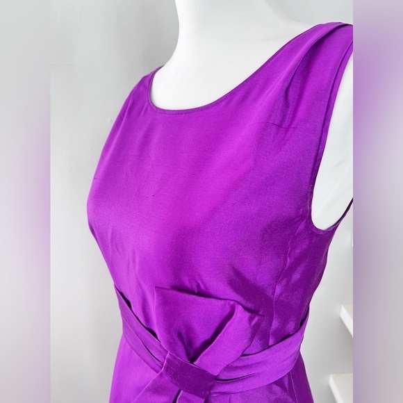 Kate Spade Mademoiselle Silk Sleeveless Fuchsia Sheath Dress with bow on front 2 - Picture 4 of 16